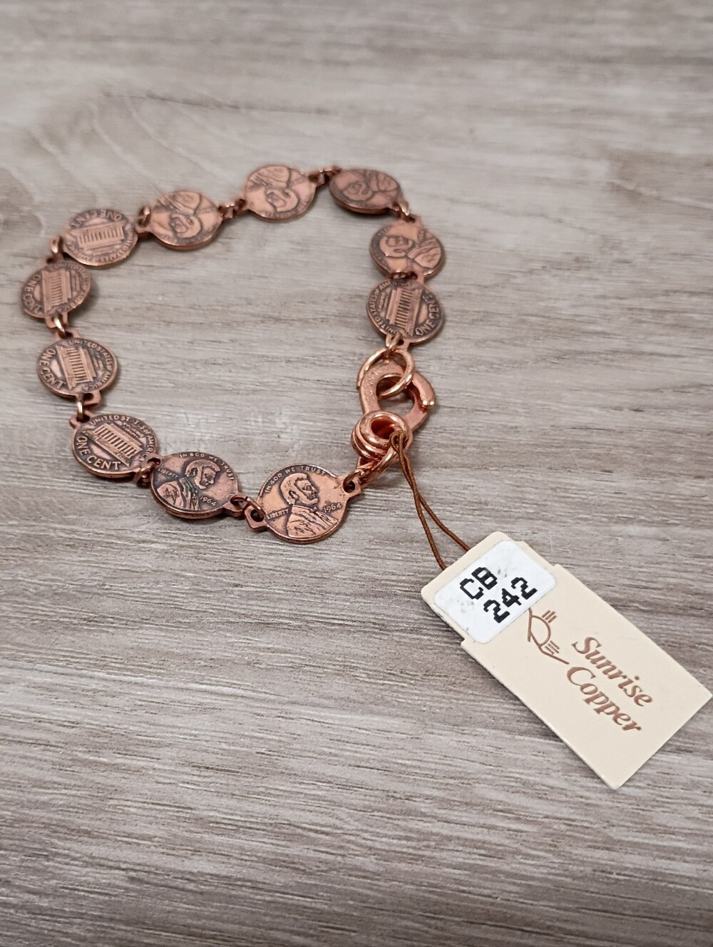New Sunrise Copper Womens Classic Casual Custom Mini Vintage Penny Bracelet